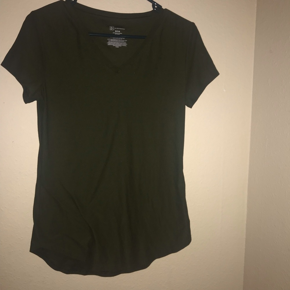 navy green stretchy v neck top.